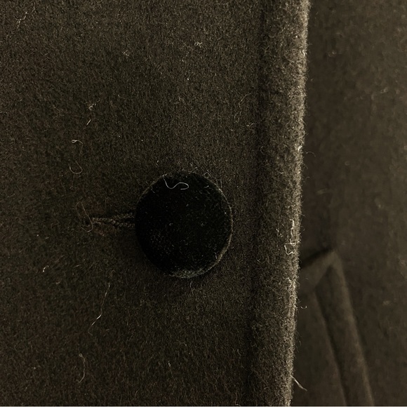 Vintage Forecaster Of Boston Long Black Wool Coat With Velvet Hood Size 4 - Picture 8 of 8